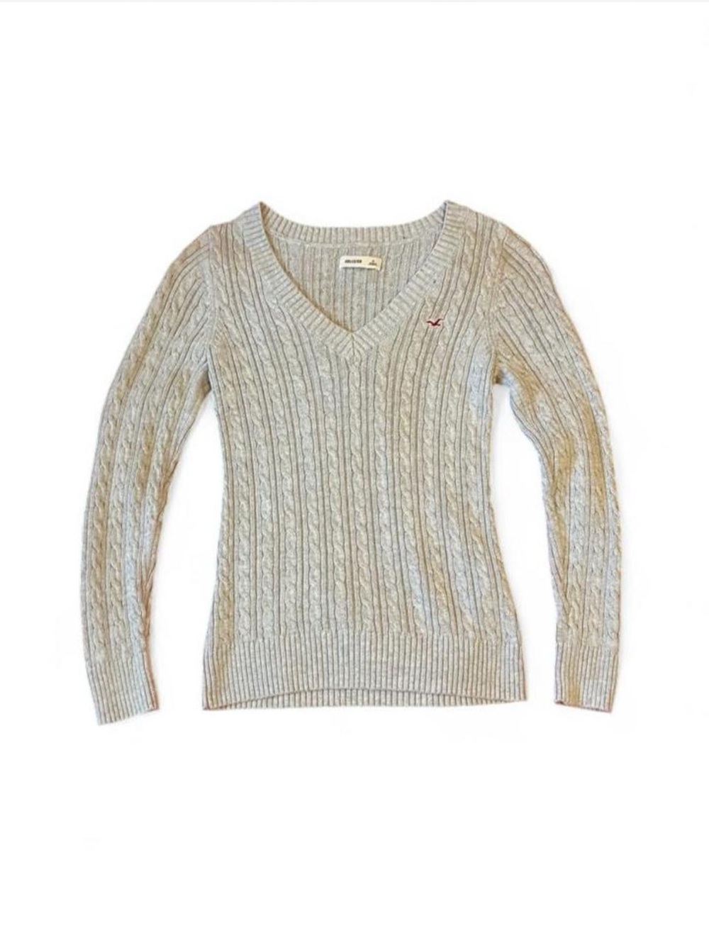🩶🤍Hollister Co. gray cable knit sweater
